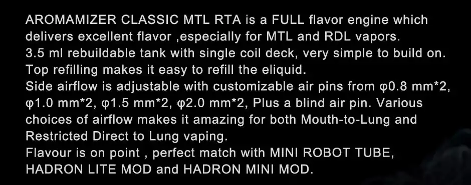 Aromamizer Classic MTL RTA negru